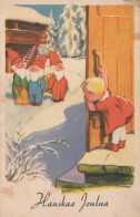 SANTA CLAUS Happy New Year Christmas GNOME Vintage Postcard CPSMPF #PKD345.A - Santa Claus