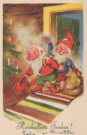 BABBO NATALE Buon Anno Natale GNOME Vintage Cartolina CPSMPF #PKD347.A - Kerstman