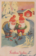 PÈRE NOËL Bonne Année Noël GNOME Vintage Carte Postale CPSMPF #PKD273.A - Kerstman