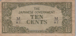 10 CENTS 1942 Japanese Government MALAYSIA Papiergeld Banknote #PK230 - [11] Lokale Uitgaven
