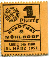 1 PFENNIG 1921 Stadt MÜHLDORF AM INN Bavaria DEUTSCHLAND Notgeld Papiergeld Banknote #PL501 - Lokale Ausgaben