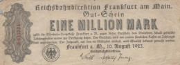 1 MILLION MARK 1923 Stadt FRANKFURT AM MAIN Hesse-Nassau DEUTSCHLAND Papiergeld Banknote #PL013 - Lokale Ausgaben