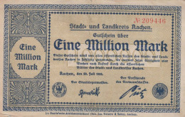 1 MILLION MARK 1923 Stadt AACHEN Rhine UNC DEUTSCHLAND Papiergeld Banknote #PK790 - Lokale Ausgaben