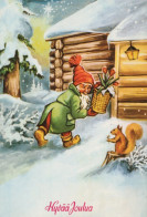 SANTA CLAUS ANIMALS CHRISTMAS Holidays Vintage Postcard CPSM #PAK457.GB - Santa Claus