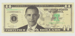 2 Billets Fantaisie Fictif Etats Unis USA Double Zéro Dollar Barack Obama Cigarette Aux Lèvres Et 44 Dollar Barack Obama - Fiktive & Specimen