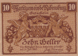 10 HELLER 1920 Stadt RABENSBURG Niedrigeren Österreich Notgeld #PD949 - [11] Local Banknote Issues