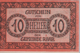 10 HELLER 1920 Stadt RAAB Oberösterreich Österreich UNC Österreich Notgeld Banknote #PH451 - [11] Local Banknote Issues