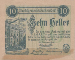 10 HELLER 1920 Stadt PURKERSDORF Niedrigeren Österreich Notgeld #PE395 - [11] Local Banknote Issues