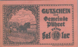 10 HELLER 1920 Stadt Pühret Oberösterreich Österreich Notgeld Banknote #PE285 - [11] Local Banknote Issues