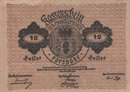 10 HELLER 1920 Stadt POYSDORF Niedrigeren Österreich Notgeld Papiergeld Banknote #PG972 - [11] Local Banknote Issues