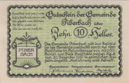 10 HELLER 1920 Stadt PIBERBACH Oberösterreich Österreich Notgeld Papiergeld Banknote #PG973 - [11] Local Banknote Issues