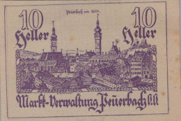 10 HELLER 1920 Stadt PEUERBACH Oberösterreich Österreich Notgeld Banknote #PE371 - [11] Emissions Locales