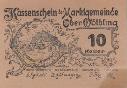 10 HELLER 1920 Stadt OBER-WoLBLING Niedrigeren Österreich Notgeld #PE244 - [11] Local Banknote Issues