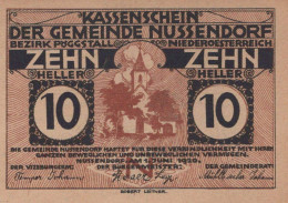 10 HELLER 1920 Stadt NUSSENDORF-ARTSTETTEN Niedrigeren Österreich Notgeld Papiergeld Banknote #PG639 - [11] Lokale Uitgaven