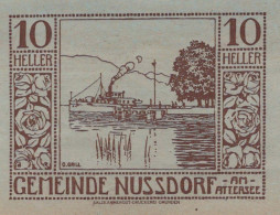 10 HELLER 1920 Stadt NUSSDORF AM ATTERSEE Oberösterreich Österreich Notgeld Papiergeld Banknote #PG636 - [11] Emisiones Locales