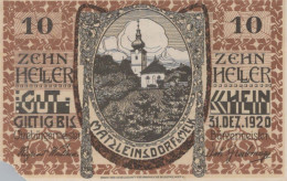 10 HELLER 1920 Stadt MATZLEINSDORF Niedrigeren Österreich Notgeld #PD855 - [11] Emissioni Locali