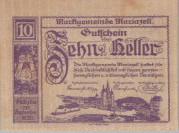 10 HELLER 1920 Stadt MARIAZELL Styria Österreich Notgeld Papiergeld Banknote #PG933 - [11] Lokale Uitgaven