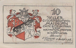 10 HELLER 1920 Stadt MAISHOFEN Salzburg Österreich Notgeld Papiergeld Banknote #PG944 - [11] Lokale Uitgaven