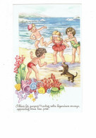 Cpa - Illustration Enfants Plage Jeu Colin-maillard Corail Escargot De Mer Poulpe Coquillage étoile Chien Teckel - Contemporain (à Partir De 1950)