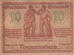 10 HELLER 1920 Stadt KRUMMNUSSBAUM Niedrigeren Österreich Notgeld Papiergeld Banknote #PG905 - [11] Lokale Uitgaven