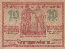 10 HELLER 1920 Stadt KRUMMNUSSBAUM Niedrigeren Österreich Notgeld #PI275 - [11] Local Banknote Issues