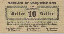10 HELLER 1920 Stadt HORN Niedrigeren Österreich Notgeld Papiergeld Banknote #PG891 - [11] Lokale Uitgaven
