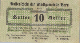 10 HELLER 1920 Stadt HORN Niedrigeren Österreich Notgeld Banknote #PF146 - [11] Local Banknote Issues