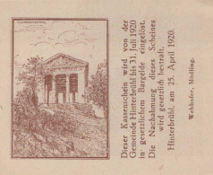 10 HELLER 1920 Stadt HINTERBRÜHL Niedrigeren Österreich Notgeld #PD609 - [11] Local Banknote Issues