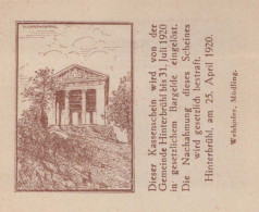 10 HELLER 1920 Stadt HINTERBRÜHL Niedrigeren Österreich Notgeld #PD576 - [11] Lokale Uitgaven