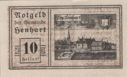 10 HELLER 1920 Stadt HENHART Oberösterreich Österreich Notgeld Papiergeld Banknote #PG885 - [11] Lokale Uitgaven