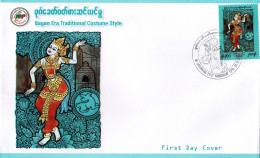 MYANMAR 2021 Mi 521 COSTUMES OF THE BAGAN ERA FDC - Kostüme