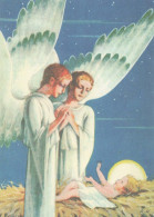 ANGEL Christmas Baby JESUS Vintage Postcard CPSM #PBP306.GB - Angels
