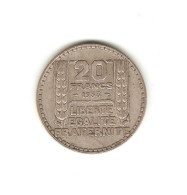 504/ FRANCE : 20 Francs Turin 1933 (argent) - 20 Francs