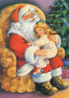 PAPÁ NOEL NIÑO NAVIDAD Fiesta Vintage Tarjeta Postal CPSM #PAK241.ES - Santa Claus