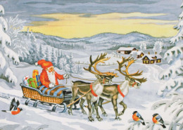 PÈRE NOËL Bonne Année Noël CERF Vintage Carte Postale CPSM #PBB207.FR - Kerstman