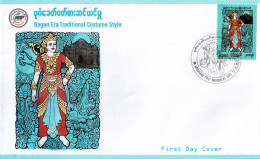 MYANMAR 2021 Mi 522 COSTUMES OF THE BAGAN ERA FDC - Myanmar (Burma 1948-...)