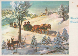 Buon Anno Natale CAVALLO Vintage Cartolina CPSM #PAY267.IT - Nouvel An