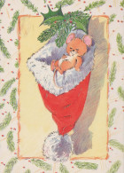 Buon Anno Natale CONIGLIO Vintage Cartolina CPSM #PAV023.IT - New Year