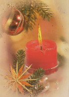 Buon Anno Natale CANDELA Vintage Cartolina CPSM #PAV529.IT - New Year