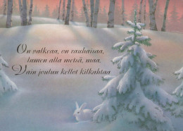 Buon Anno Natale CONIGLIO Vintage Cartolina CPSM #PAV284.IT - New Year