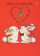 Buon Anno Natale CONIGLIO Vintage Cartolina CPSM #PAV094.IT - Nieuwjaar