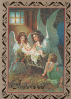 ANGELO Buon Anno Natale Vintage Cartolina CPSM #PAH835.IT - Angeli