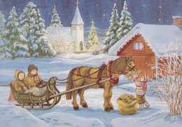 Neujahr Weihnachten PFERD Vintage Ansichtskarte Postkarte CPSM #PBM423.DE - New Year