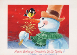 Neujahr Weihnachten SCHNEEMANN Vintage Ansichtskarte Postkarte CPSM #PBM555.DE - New Year