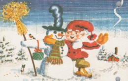 Buon Anno Natale PUPAZZO Vintage Cartolina CPSMPF #PKG431.IT - Nieuwjaar