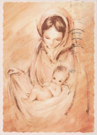 Vergine Maria Madonna Gesù Bambino Natale Religione Vintage Cartolina CPSM #PBP945.IT - Jungfräuliche Marie Und Madona