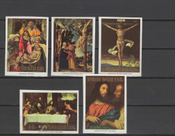 Chad - Tchad 1973 Paintings Botticelli, Cranach, Titian, Dürer, Easter Set Of 5 Imperf. MNH -scarce- - Religious