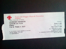 Ticket D'entrée Teatro Del Maggio Musicale Foirentino Italie / Italy / Italia - Toegangskaarten