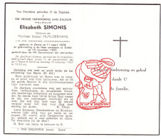 DP Elisabeth Simonis ° Zemst 1878 † Duffel 1957 X Isidoor Muyldermans - Devotion Images