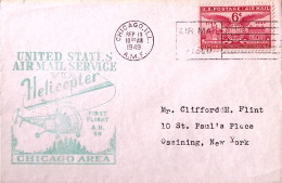 1949-U.S.A. Viaggio Elicottero A.M. 96 Chiacago Area Cachet Verde Chicago (19.9) - Brieven En Documenten